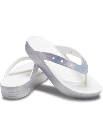 Crocs Zehentrenner "Classic Platform Glitter" in Silber