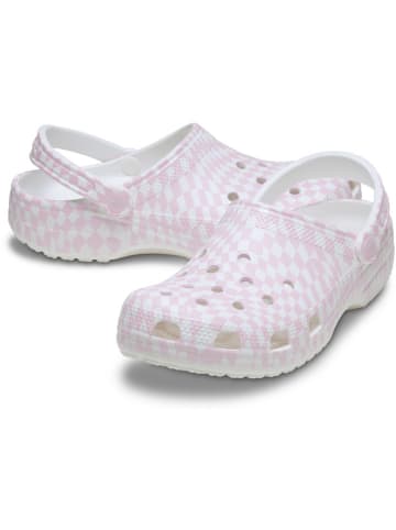 Crocs Crocs "Classic Warped Checker" wit/ lichtroze