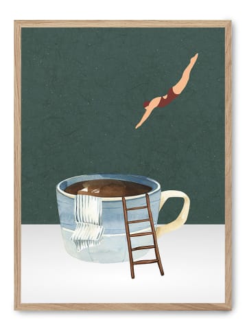poster lab Gerahmter Kunstdruck "Jump to the coffe"