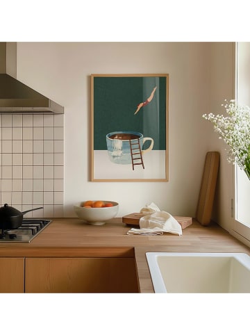 poster lab Gerahmter Kunstdruck "Jump to the coffe"