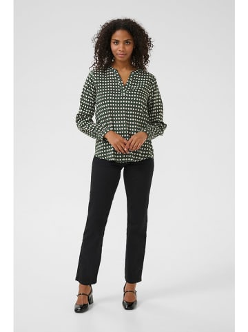 Kaffe Bluse in Dunkelgrün/ Schwarz/ Weiß