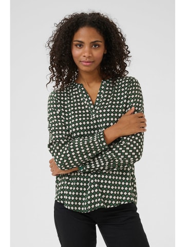 Kaffe Bluse in Dunkelgrün/ Schwarz/ Weiß