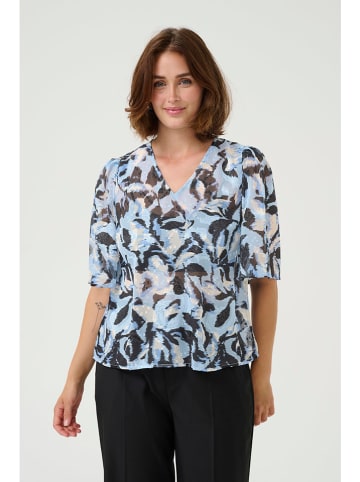 Kaffe Bluse in Hellblau/ Schwarz