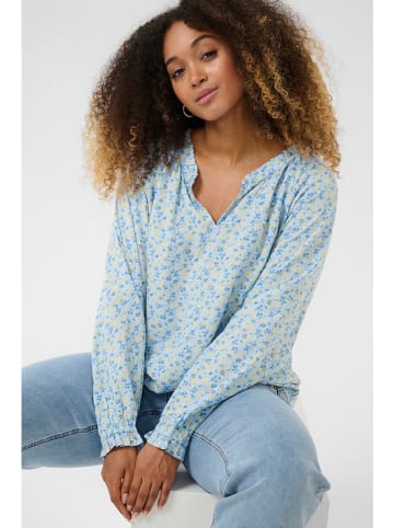Cream Bluse in Hellblau/ Gelb