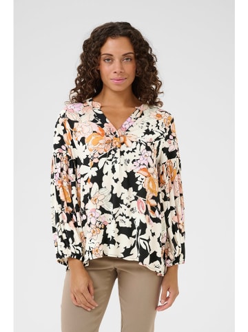 CULTURE Blouse zwart/crème/abrikooskleurig
