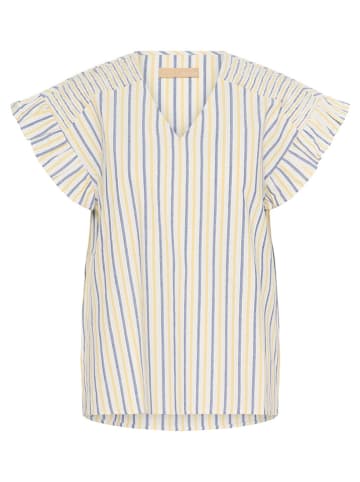 CULTURE Blouse wit/blauw/geel