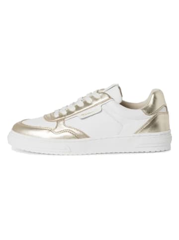 Tamaris Leder-Sneakers in Weiß/ Gold