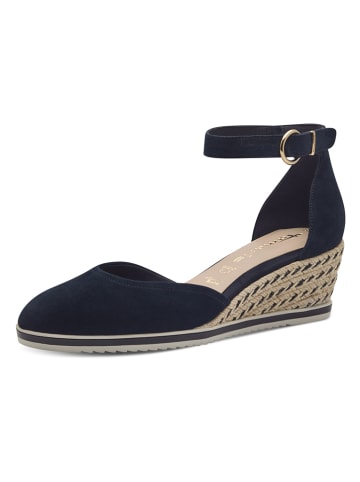 Tamaris Leder-Keilpumps in Dunkelblau