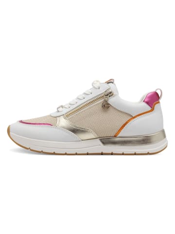 Tamaris Sneakers in Weiß/ Beige/ Gold