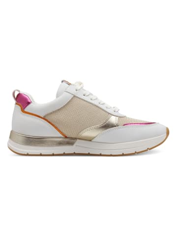 Tamaris Sneakers in Weiß/ Beige/ Gold
