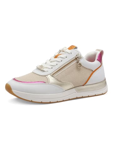 Tamaris Sneakers in Weiß/ Beige/ Gold