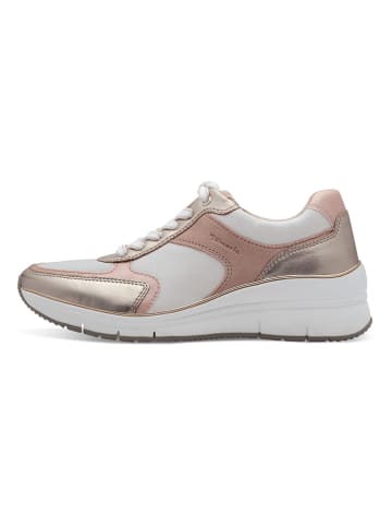 Tamaris Leder-Sneakers in Weiß/ Rosa