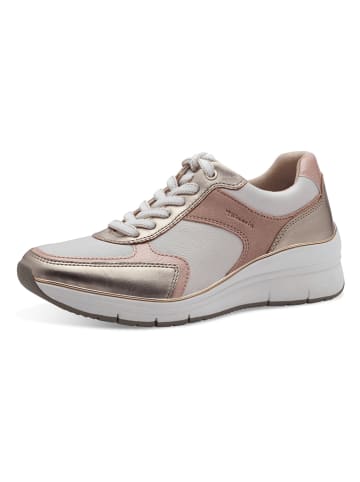 Tamaris Leder-Sneakers in Weiß/ Rosa