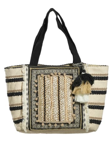 BLE Shopper bag w kolorze czarno-jasnobrązowym - 45 x 25 x 15 cm