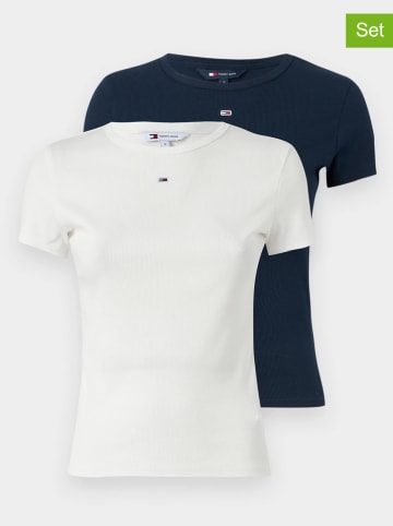 Tommy Hilfiger 2er-Set: Shirts in Creme/ Dunkelblau