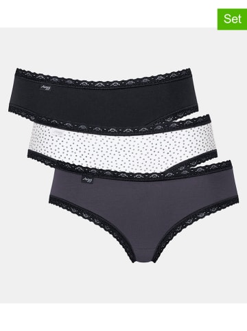Sloggi 3er-Set: Slips "Weekend Hipster" in Schwarz/ Weiß/ Anthrazit