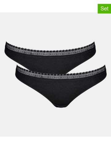 Sloggi Figi (2 pary) "Ribbed H Brazil" w kolorze czarnym