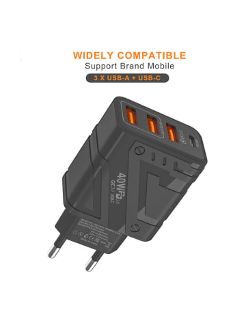 SmartCase 4-Port-Netzadapter in Schwarz