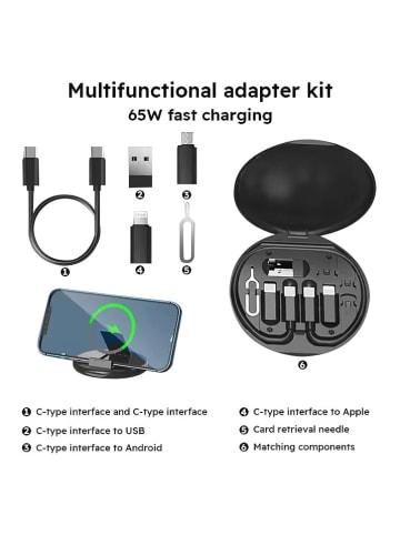 SWEET ACCESS Adapter USB 6w1 w kolorze czarnym ze schowkiem na kartę SIM