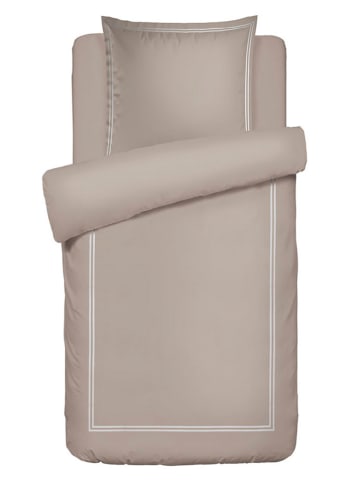 Cacharel Satin-Bettwäsche-Set "La Rochelle" in Taupe/ Weiß