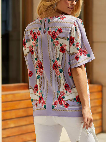 LA Angels Bluse in Lila/ Creme/ Pink