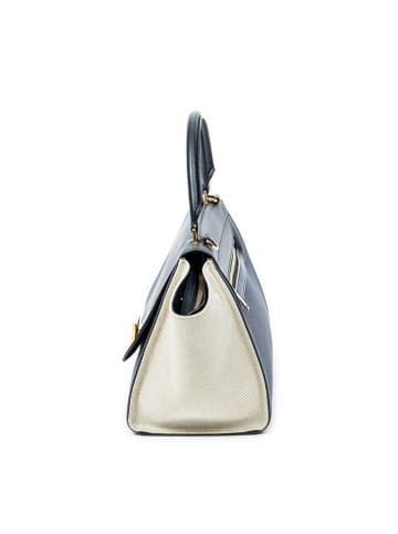 Celine Leder-Henkeltasche in Creme/ Dunkelblau - (B)27 x (H)21 x (T)15 cm
