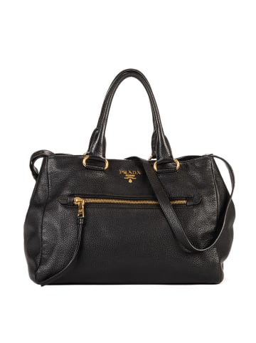 PRADA Leder-Henkeltasche in Schwarz - (B)35 x (H)27 x (T)17 cm