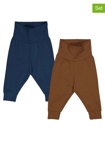 Fred´s World by GREEN COTTON 2er-Set Sweathosen "Alfa funky" in Dunkelblau/ Braun