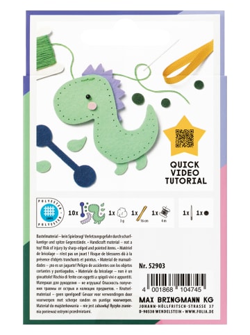 folia PAPER Zestaw do majsterkowania "Dinosaurs" z filcu - 8+
