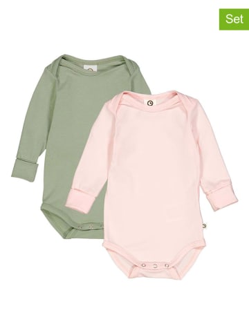 müsli 2-delige set: rompers lichtroze/kaki