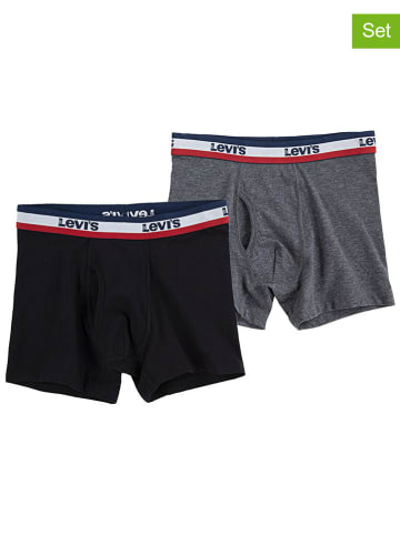 Levi's Kids 2er-Set: Boxershorts in Grau/ Schwarz