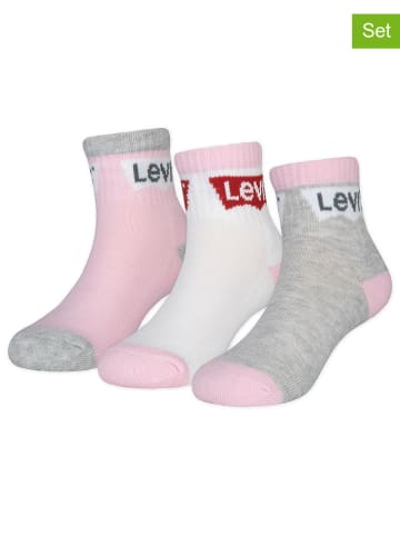 Levi's Kids 3-delige set: sokken lichtroze/grijs/wit