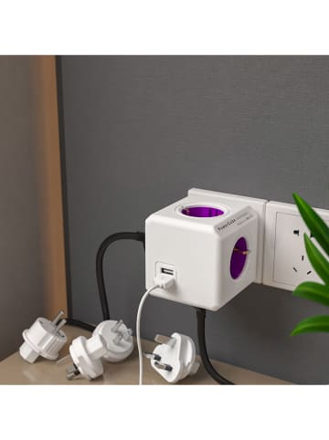 Designnest Reiseadapter "Power Cube ReWirable USB" in Weiß