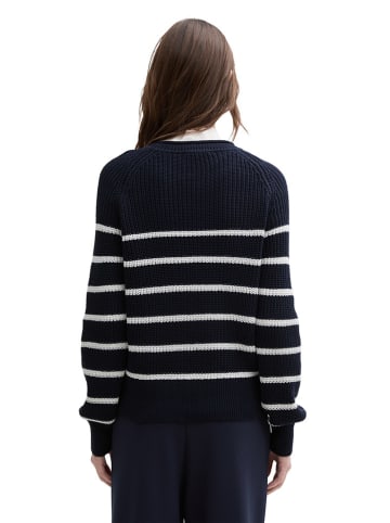 TOM TAILOR Denim Trui donkerblauw/wit