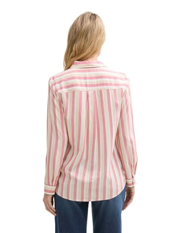 Tom Tailor Bluse in Rosa/ Beige/ Weiß