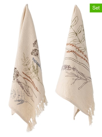 Bloomingville 2er-Set: Geschirrtücher "Bea" in Creme - (L)70 x (B)45 cm