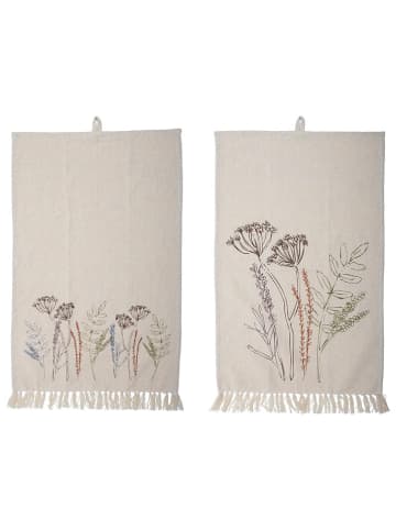 Bloomingville Ściereczki (2 szt.) "Bea" w kolorze kremowym do naczyń - 70 x 45 cm