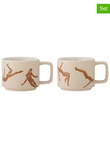 Bloomingville 2er-Set: Tassen "Harlow" in Hellbraun/ Creme - (H)7 x  Ø 8,5 cm