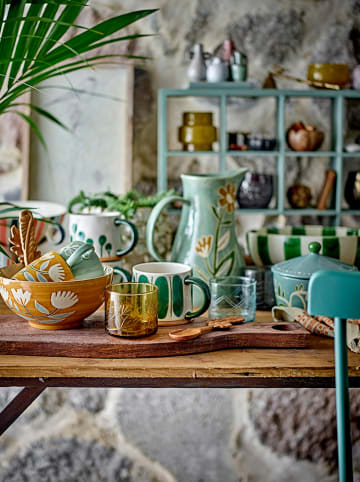 Bloomingville 3-delige set: koppen "Linora" groen - (H)8,5 x  Ø 11 cm