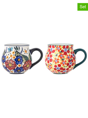Bloomingville 2er-Set: Tassen "Florist" in Bunt - (H)8,5 x  Ø 9 cm