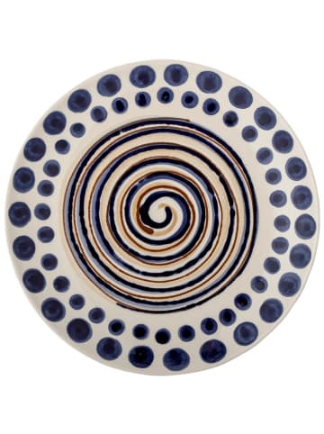 Bloomingville Frühstücksteller "Shama" in Blau/ Orange - Ø 20,5 cm