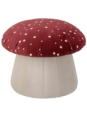 Bloomingville Poef "Lue" rood/wit - (H)30 x  Ø 37 cm