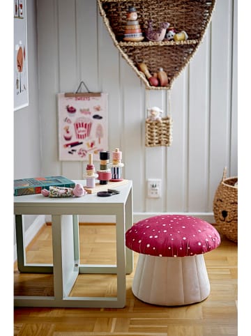 Bloomingville Pouf "Lue" in Rot/ Weiß - (H)30 x  Ø 37 cm