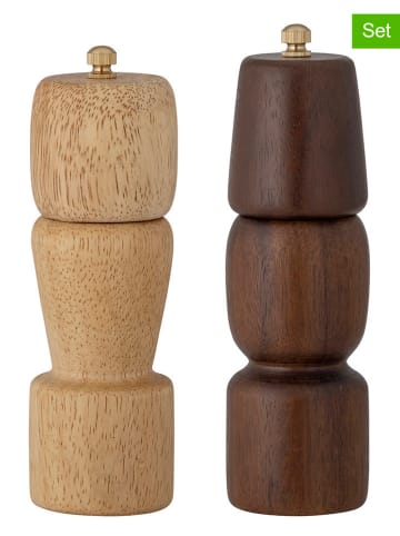Bloomingville 2tlg. Set: Salz- & Pfeffermühle "Sabri" in Beige/ Braun - (H)18 x  Ø 5,5 cm