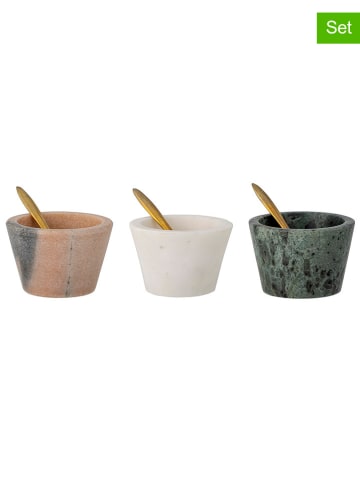 Bloomingville 3er-Set: Gewürzschalen "Rosamynthe" in Beige/ Grün/ Weiß - (H)5 x Ø 7,5 cm