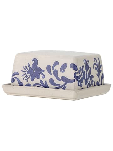 Bloomingville Botervloot "Petunia" blauw/wit - (B)17 x (H)7 x (D)12 cm