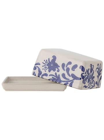 Bloomingville Butterdose "Petunia" in Blau/ Weiß - (B)17 x (H)7 x (T)12 cm