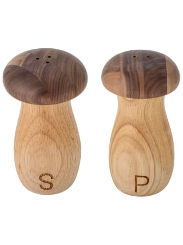 Bloomingville 2-delige set: zout- & peperstrooier bruin - (H)12 x  Ø 6,5 cm