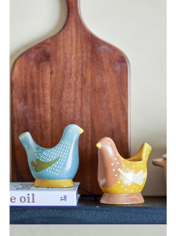 Bloomingville 2er-Set: Eierbecher "Birdy" in Blau/ Gelb - (B)8 x (H)8 cm