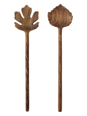 Bloomingville Sztućce sałatkowe "Karol" w kolorze brązowym - wys. 26 cm